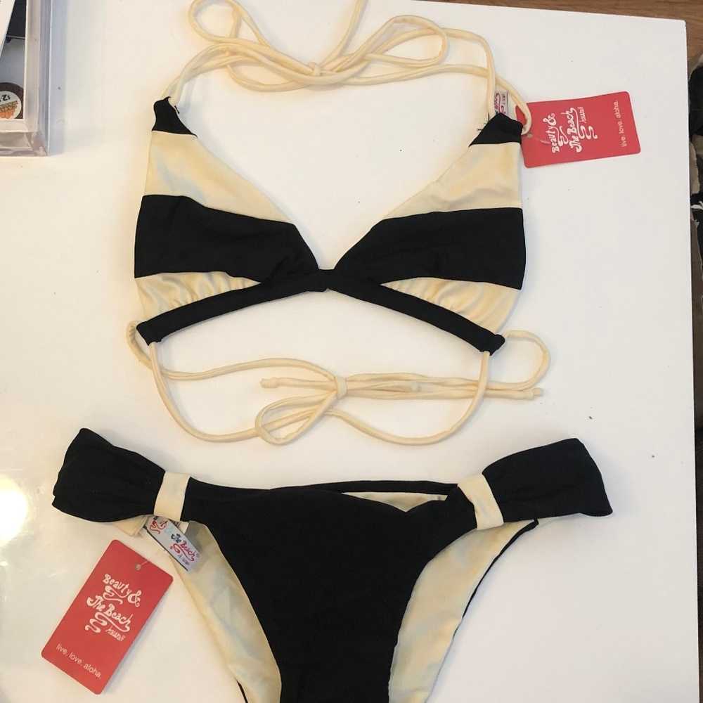 Black and Cream Bikini Set
